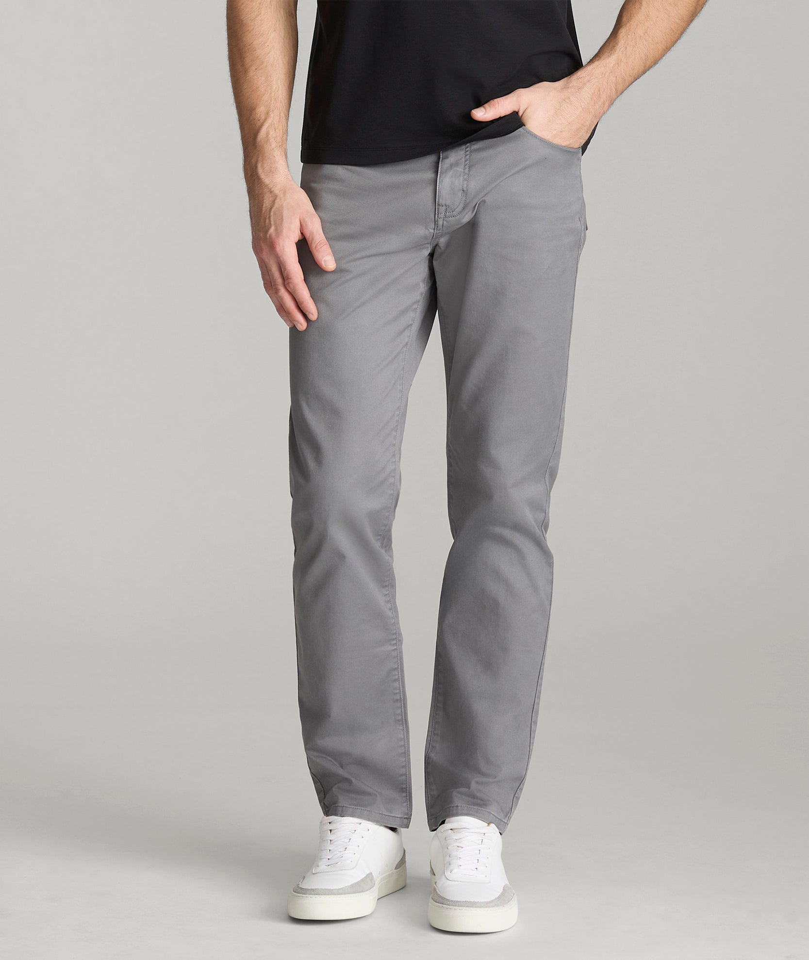 Men's Stretch Cotton 5-Pocket Chino Pants - Slim & Straight Fit