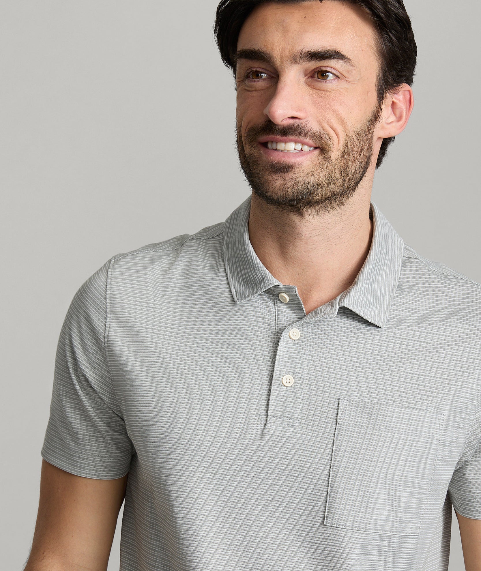 Men's Striped Performance Polo Shirt - Moisture-Wicking & Stretch Fabric