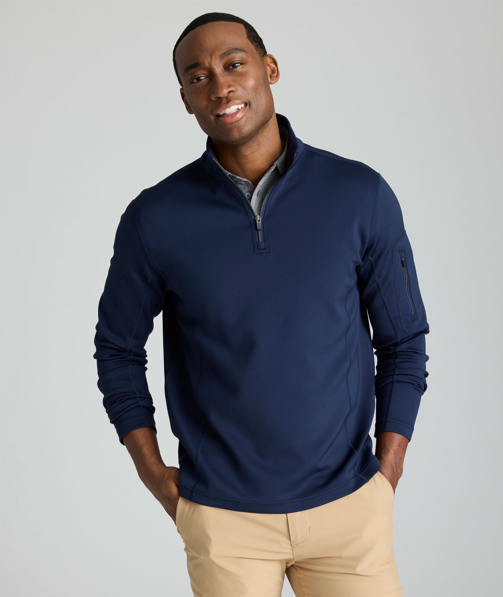 Performance Quarter-Zip Pullover with Stretch & Anti-Odor Fabric