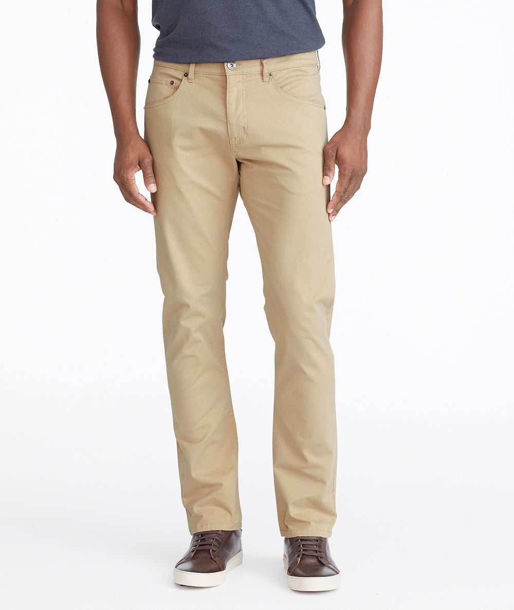 Men's Stone Color Stretch Chino Pants - 5 Pocket Comfort Fit