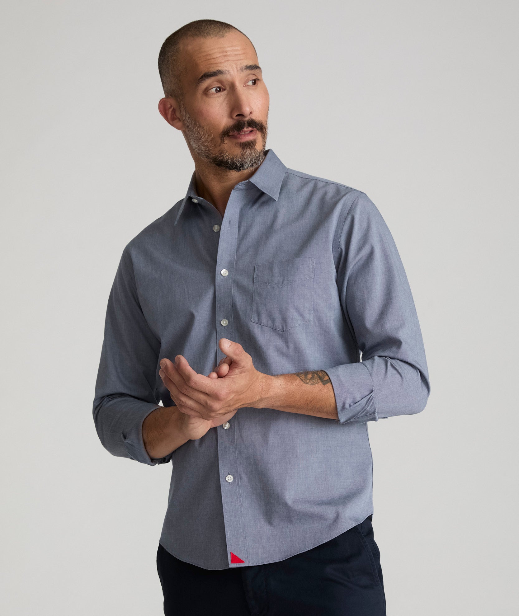 Pio Cesare Wrinkle-Free Cotton Dress Shirt with Chest Pocket
