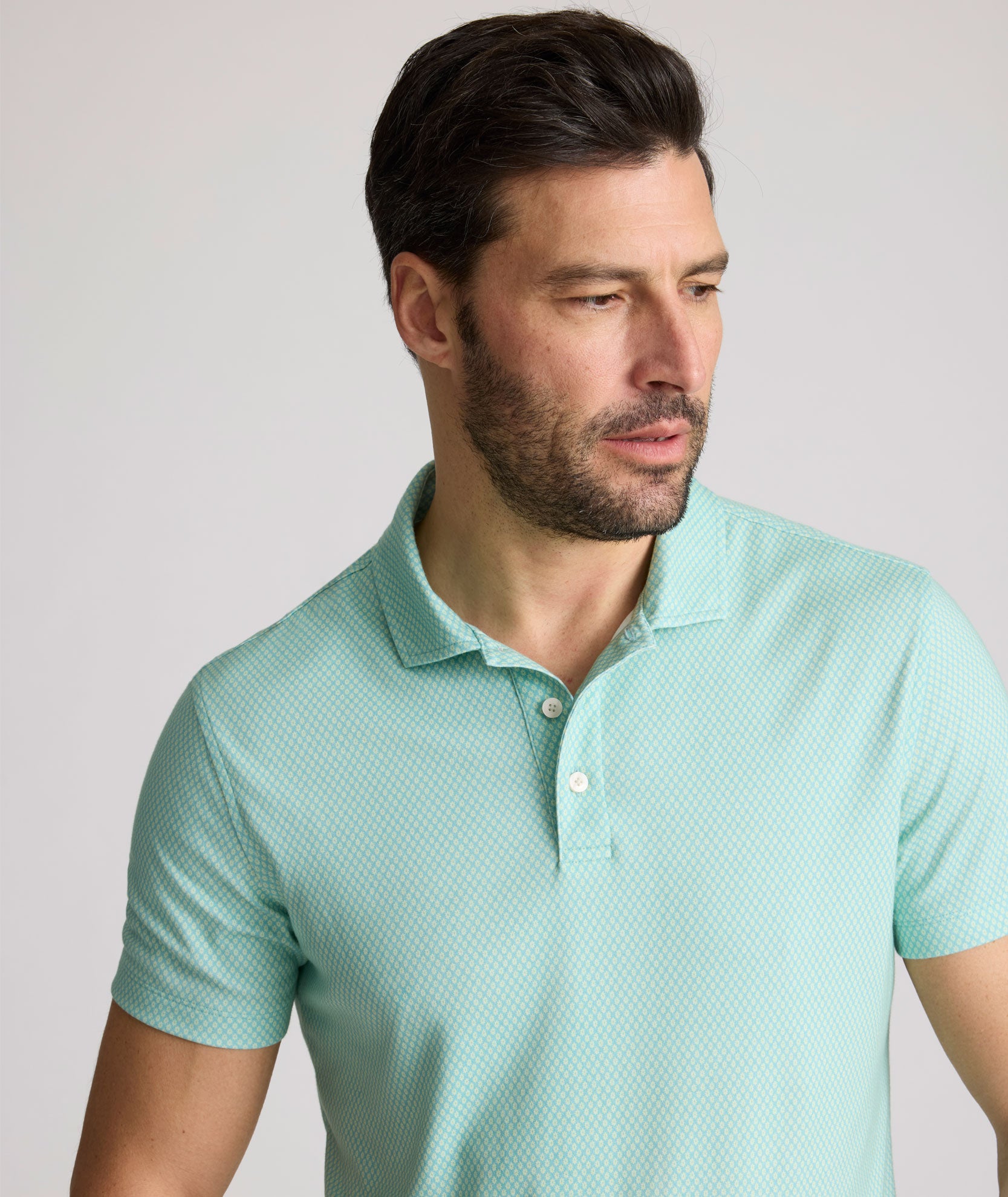 Wrinkle-Free Printed Damaschino Polo Shirt for Men