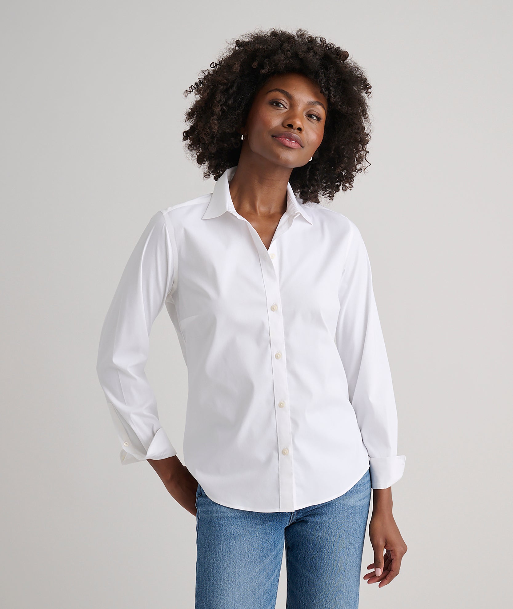 Wrinkle-Free Stretch Cotton Bella Shirt for Women