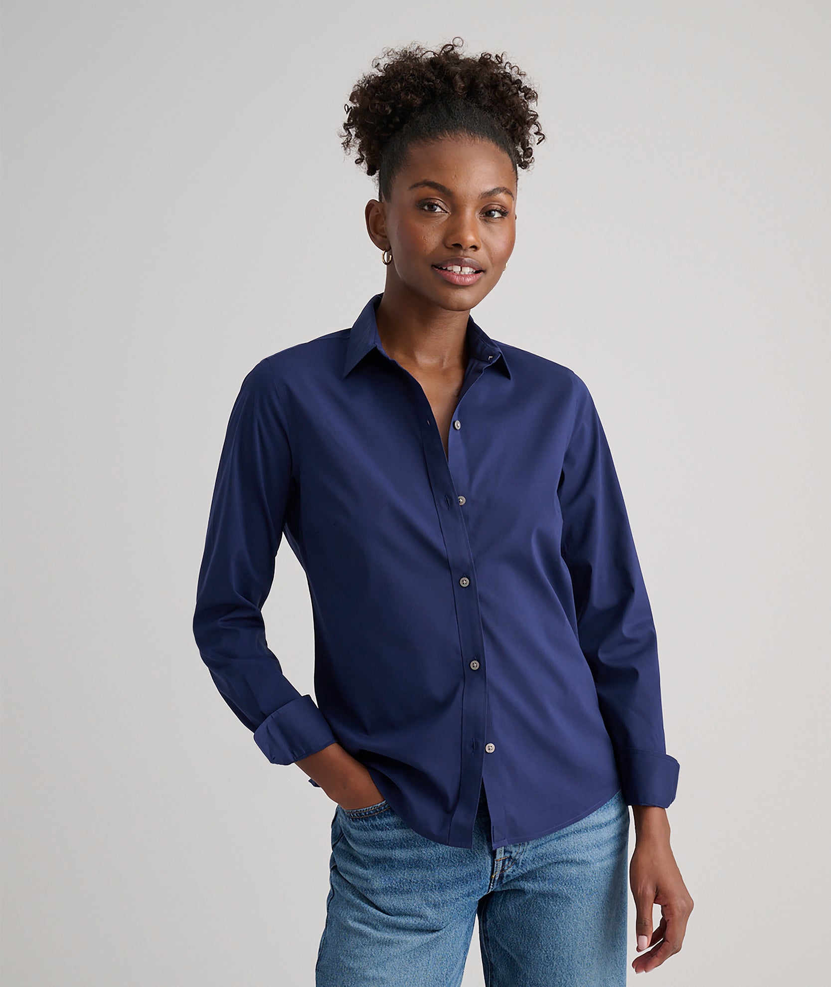 Wrinkle-Free Stretch Cotton Bella Shirt for Women