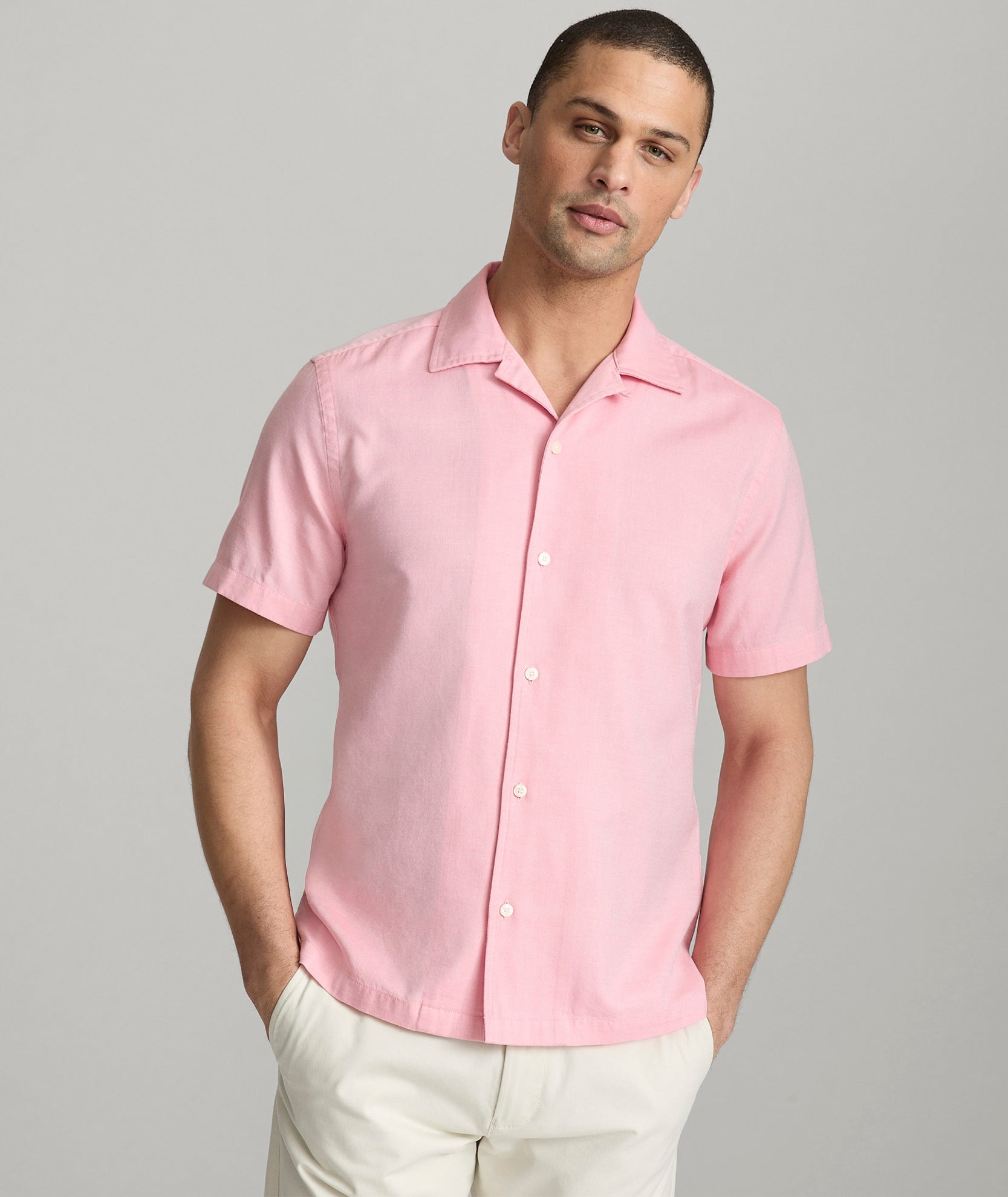 Men's Cotton-TENCEL™ Short-Sleeve Camp Collar Shirt