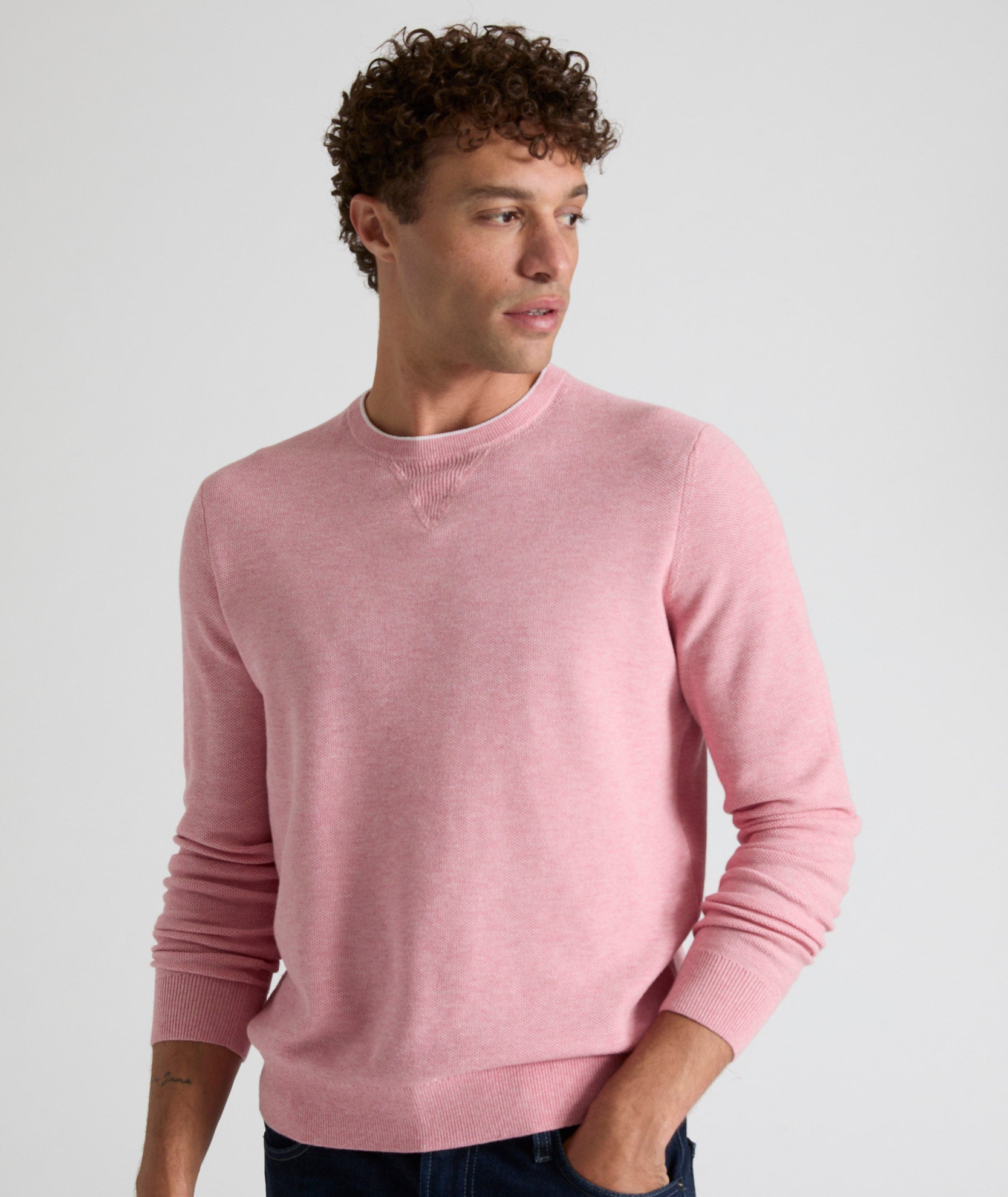 Men's 100% Cotton Honeycomb Crewneck Sweater