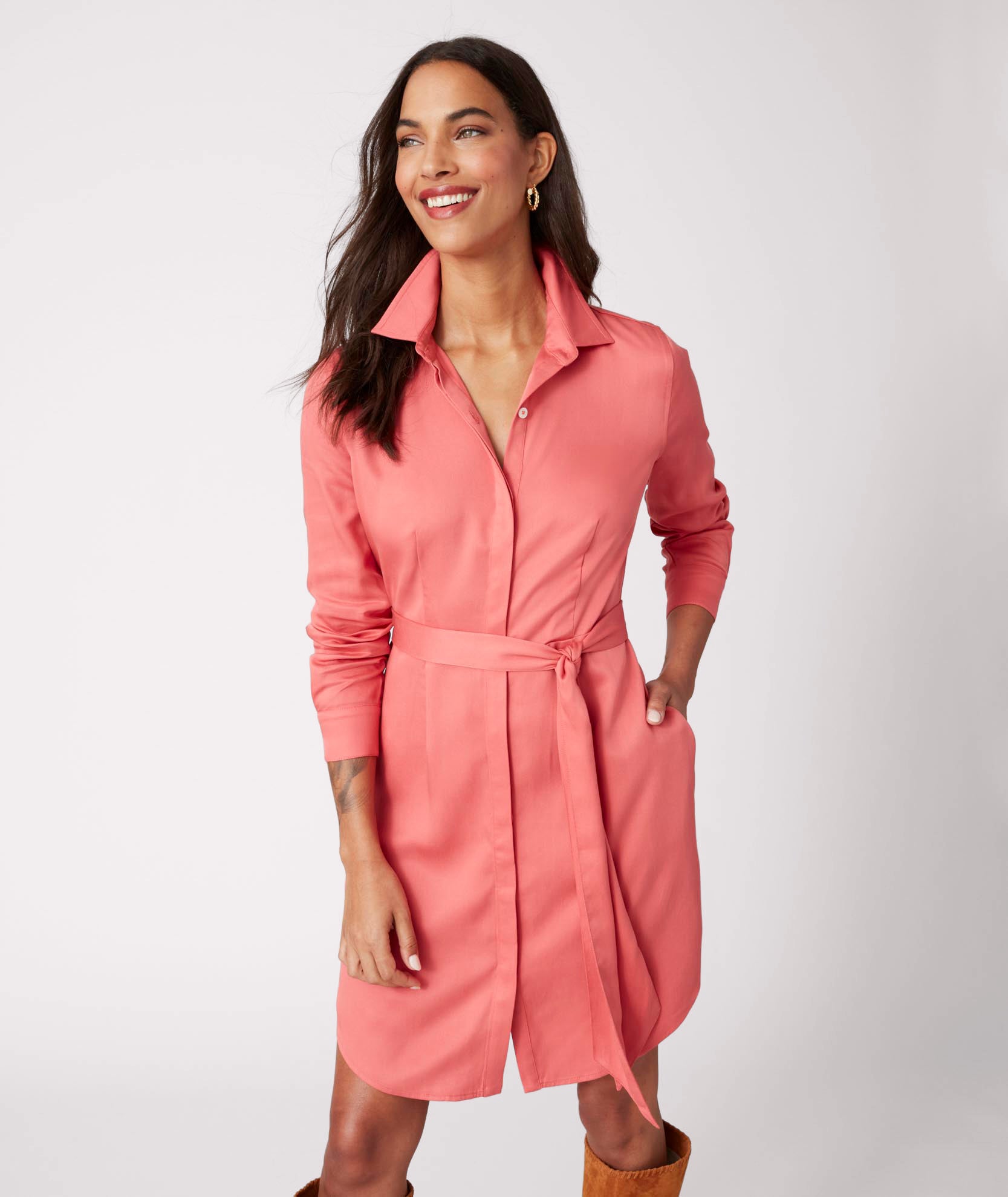 TENCEL Lyocell™ Belted Shirtdress for Autumn - Final Sale