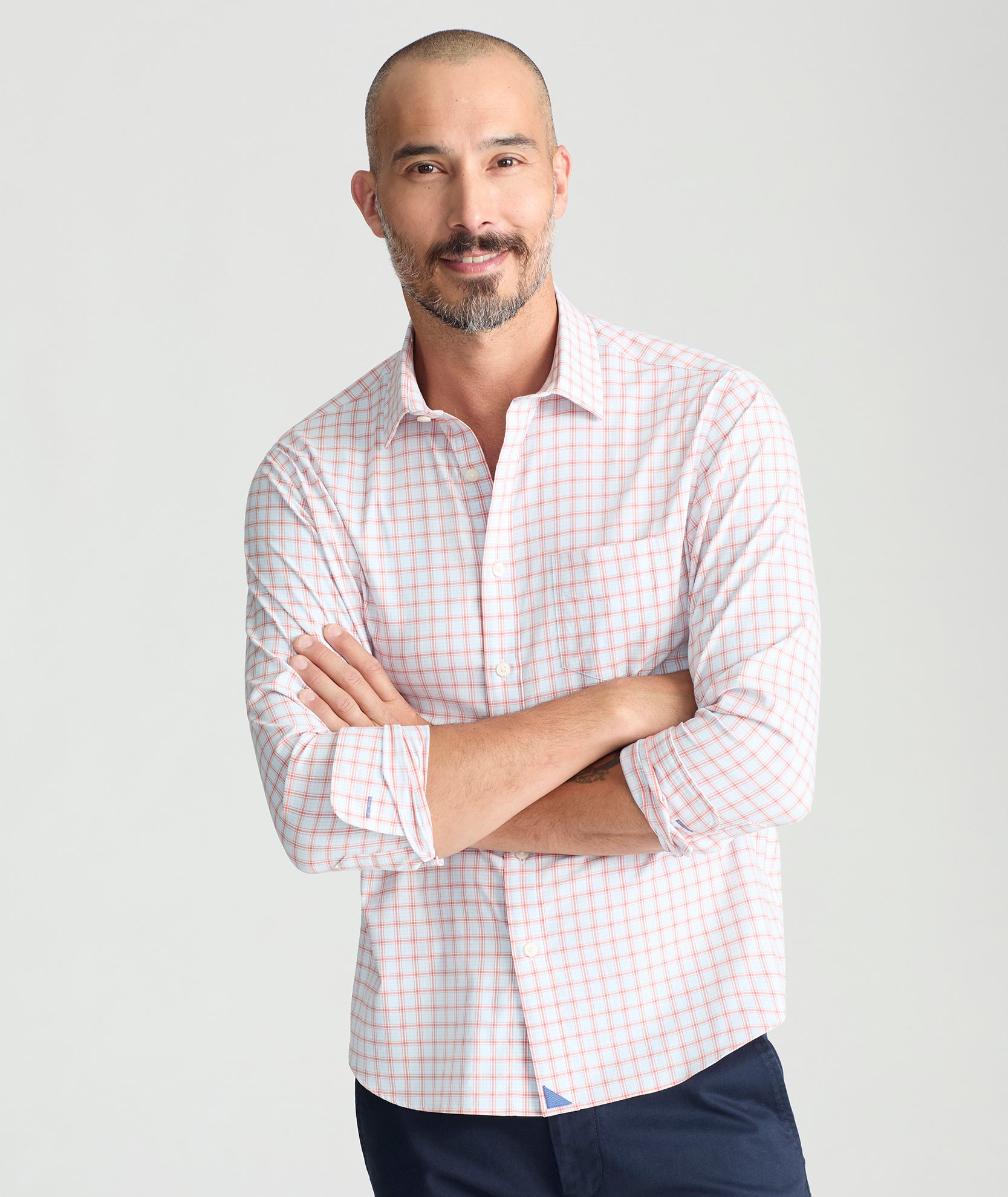 Men's Wrinkle-Resistant Performance Shirt with Pocket - Nylon Stretch