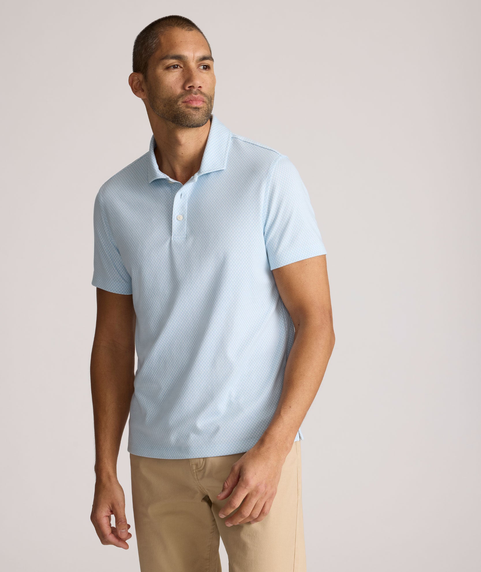 Wrinkle-Free Printed Damaschino Polo Shirt for Men