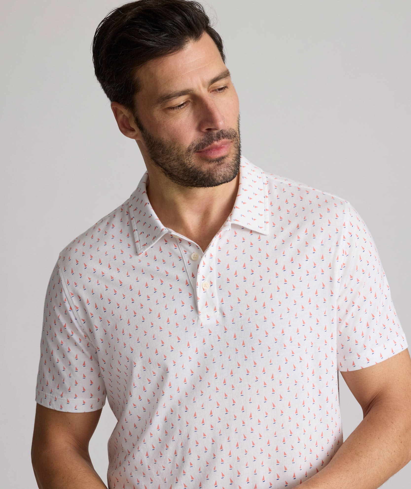 Men's Printed Performance Polo Shirt - SUPIMA Cotton & TENCEL Lyocell