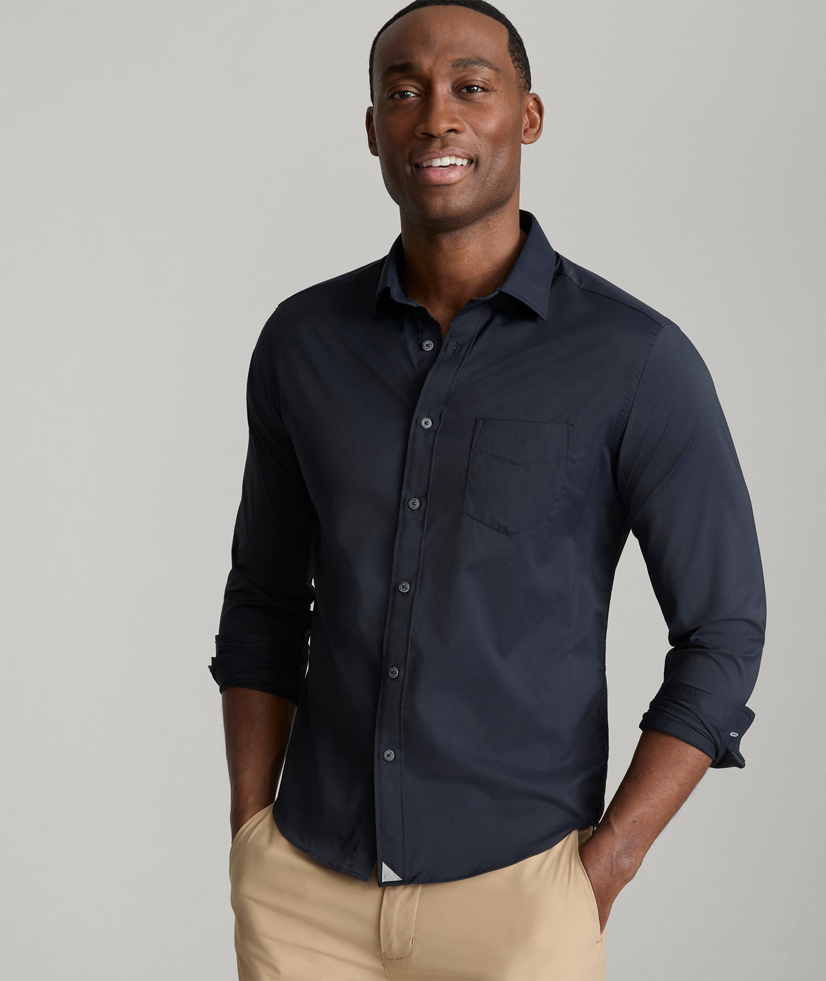 Performance Shirt for Men - Wrinkle-Free, Stretch Nylon, Stay-Put Collar