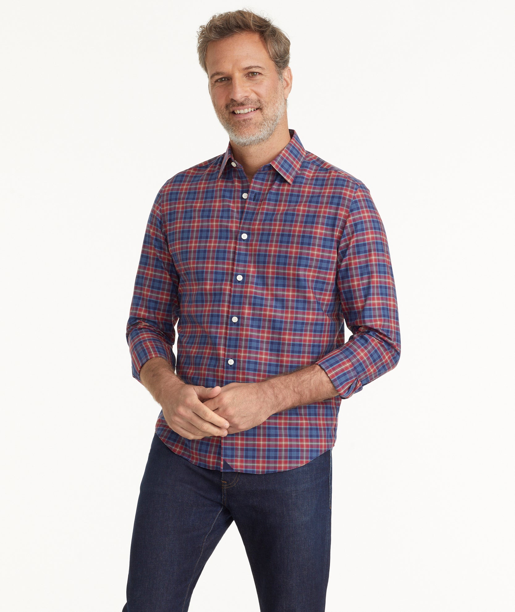 Arnaldo Wrinkle-Free Cotton Shirt for Men – Navy Sail Spread Collar