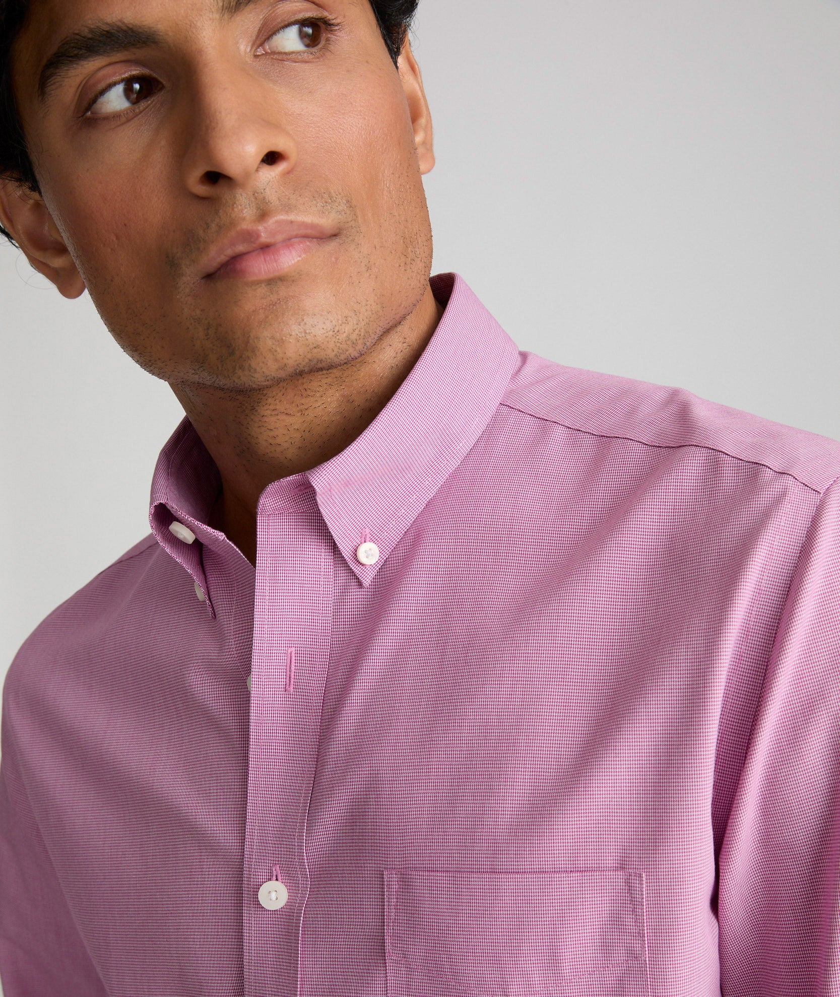 Wrinkle-Free Cotton Cadetto Shirt with Button-Down Collar