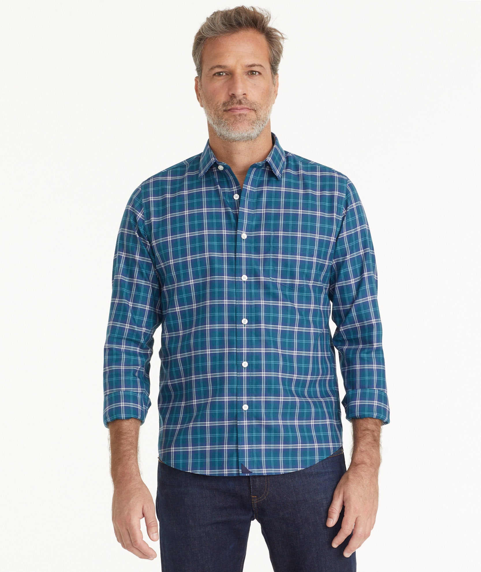 Harwin Wrinkle-Free Cotton Shirt with Stay-Put Collar