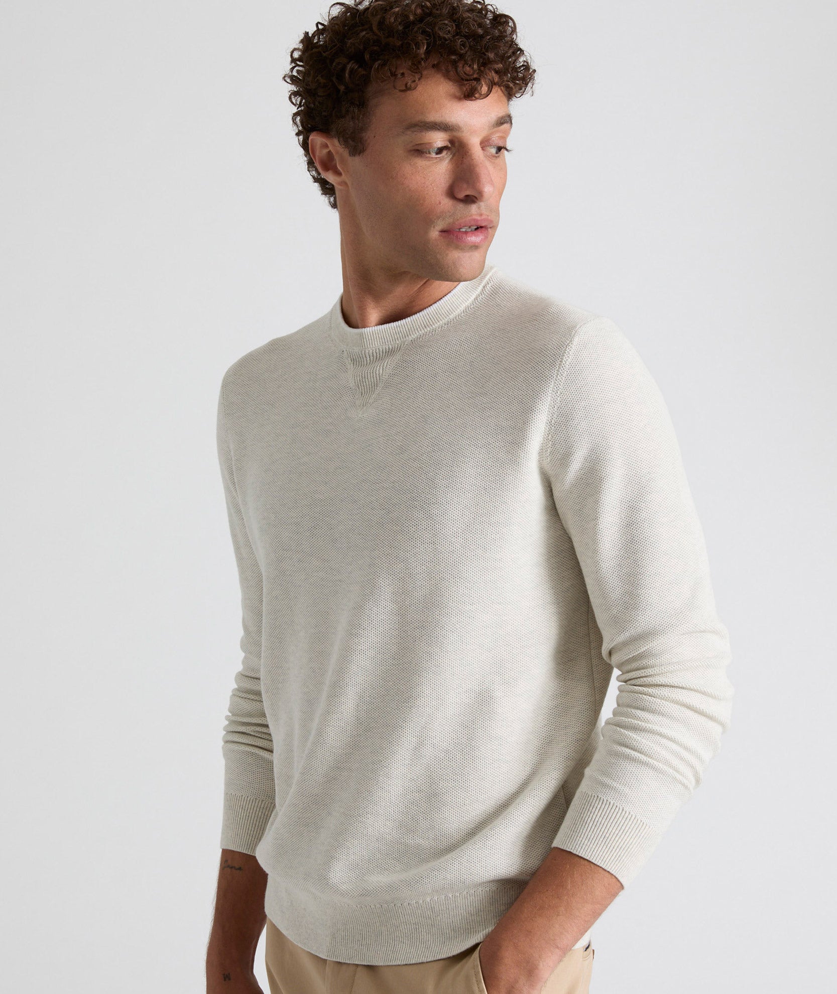 Men's 100% Cotton Honeycomb Crewneck Sweater