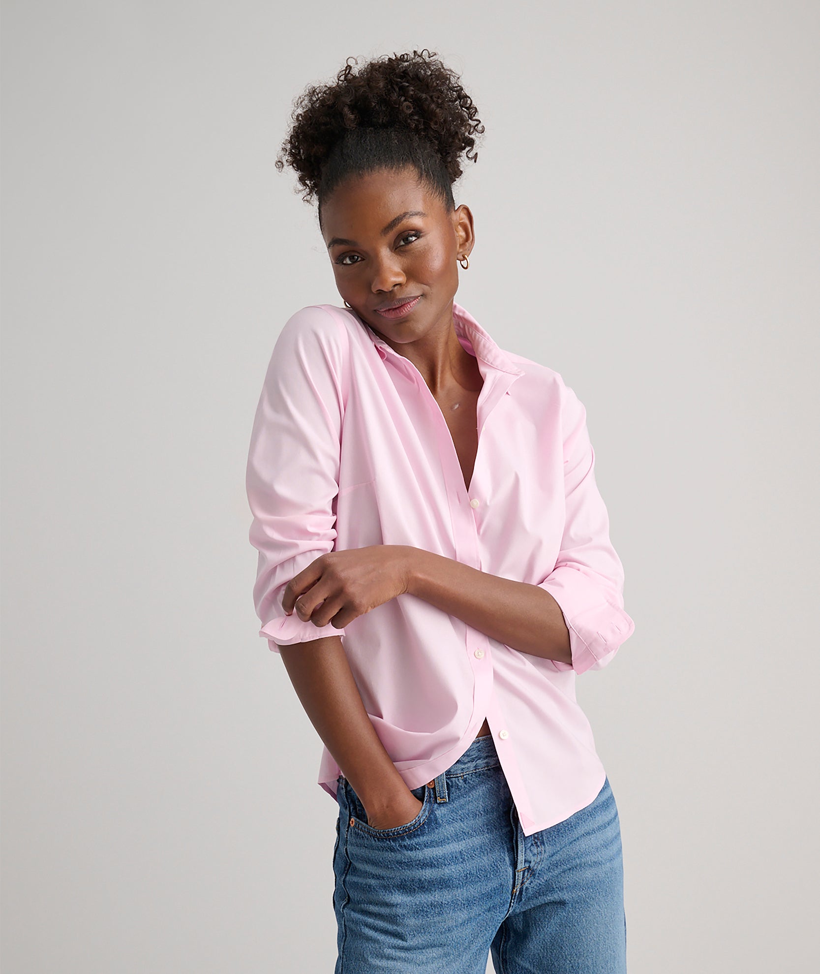 Wrinkle-Free Stretch Cotton Bella Shirt for Women