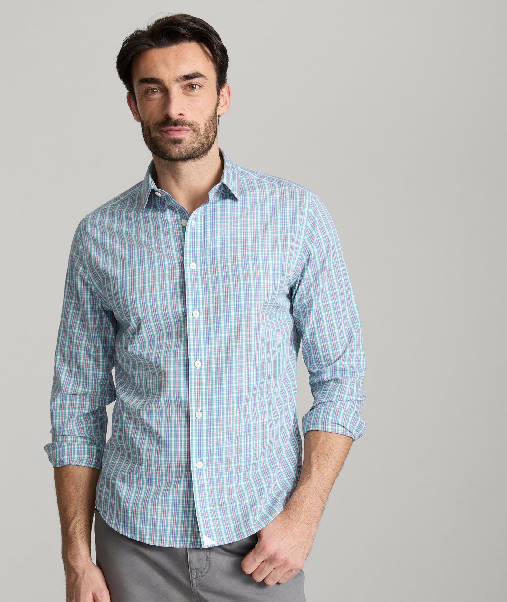Wrinkle-Free Cotton Fairchild Shirt with Spread Collar