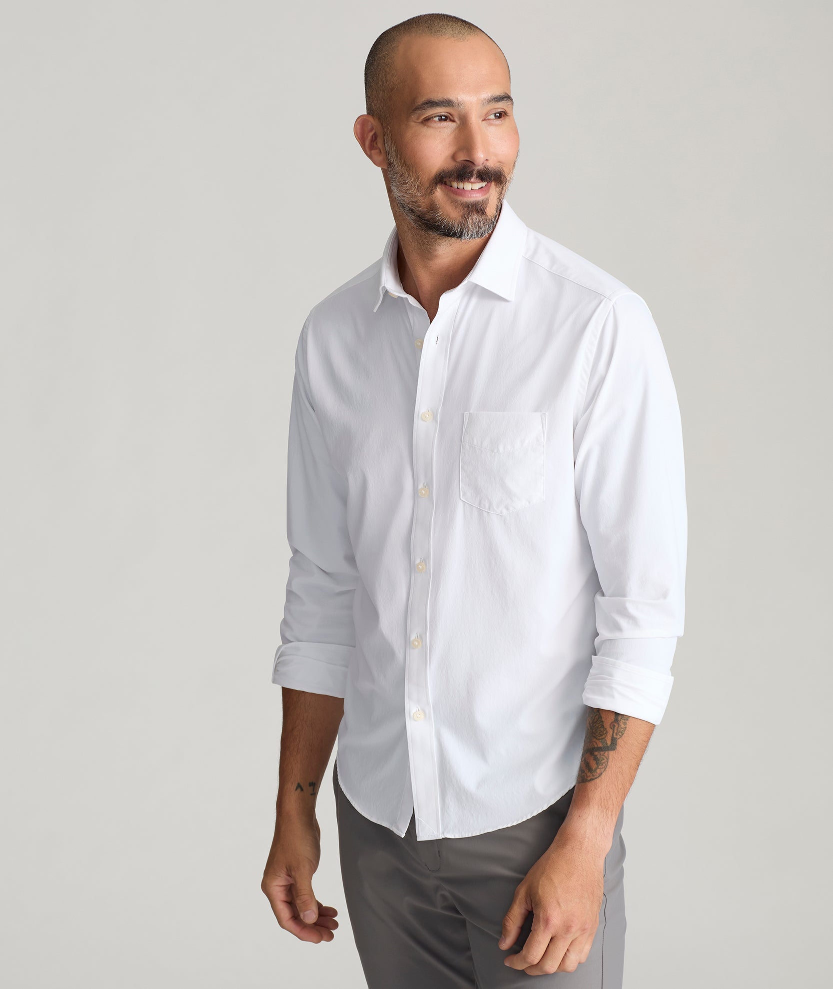 Performance Shirt for Men - Wrinkle-Free, Stretch Nylon, Stay-Put Collar