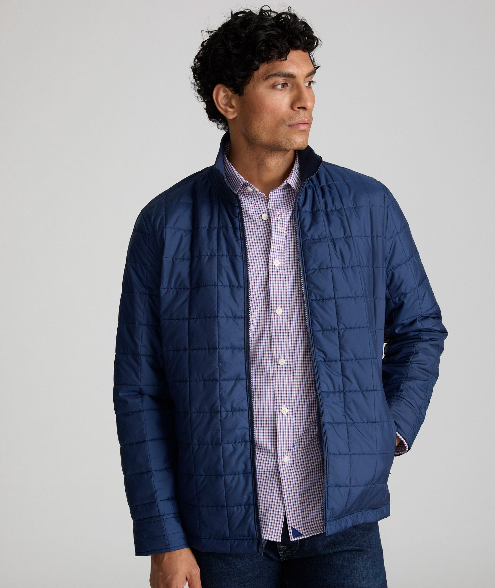 Lightweight Quilted Jacket for Men - Waterproof City Coat with Zip Pockets