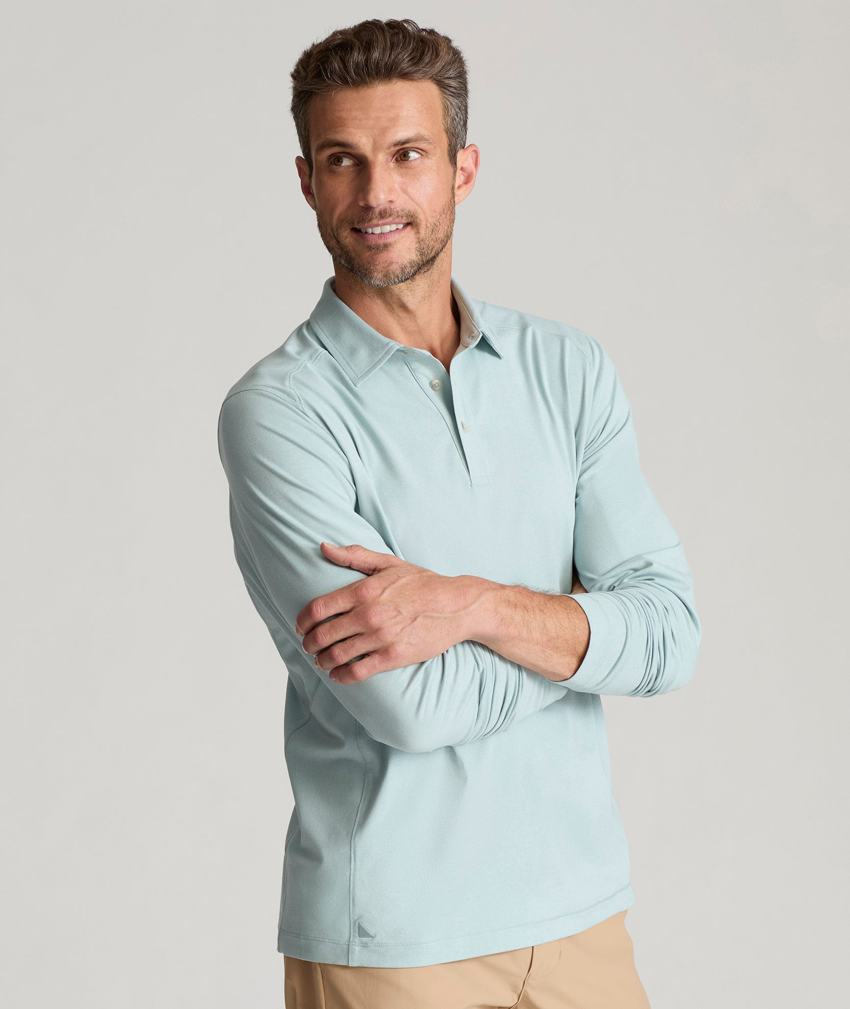 Men's Moisture-Wicking Long Sleeve Polo Shirt for Golf & Travel