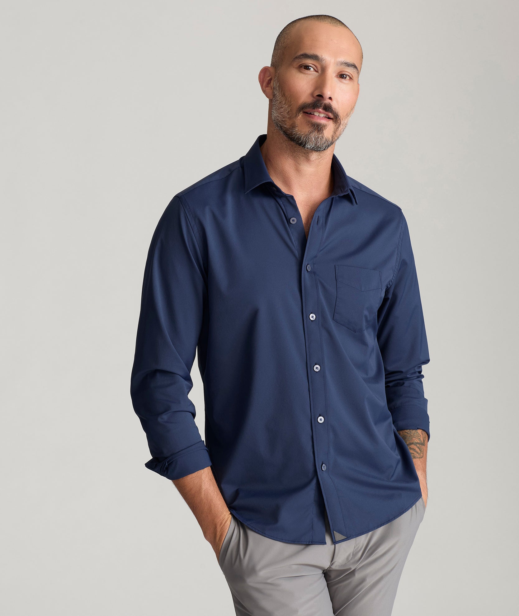 Performance Shirt for Men - Wrinkle-Free, Stretch Nylon, Stay-Put Collar