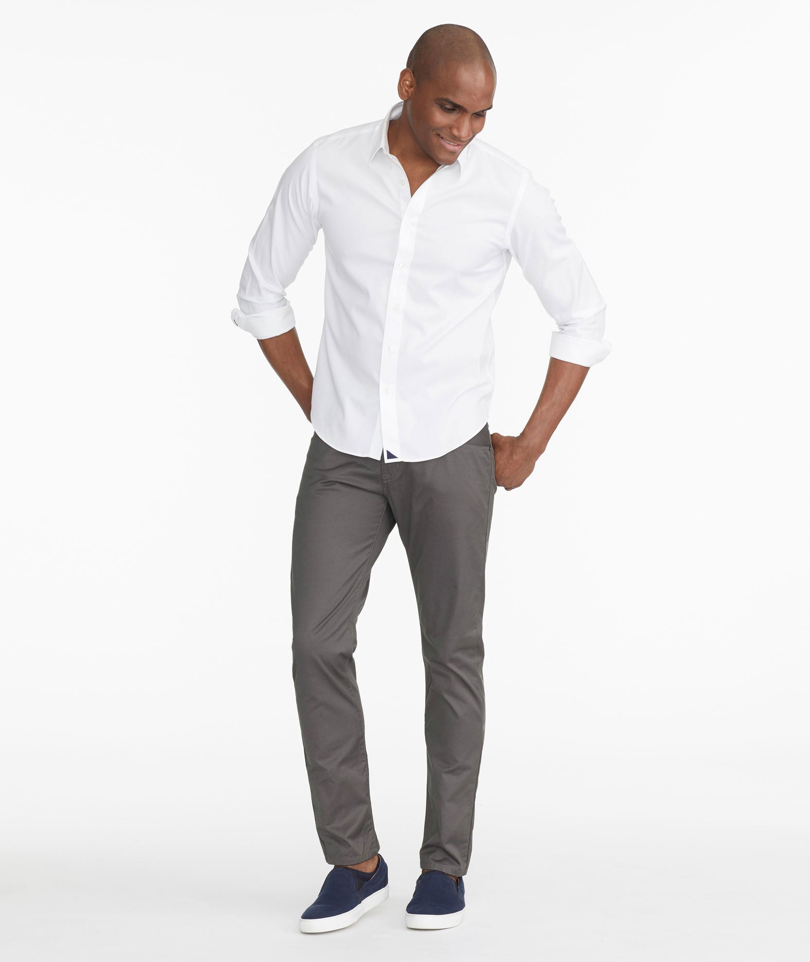 Men's Stone Color Stretch Chino Pants - 5 Pocket Comfort Fit
