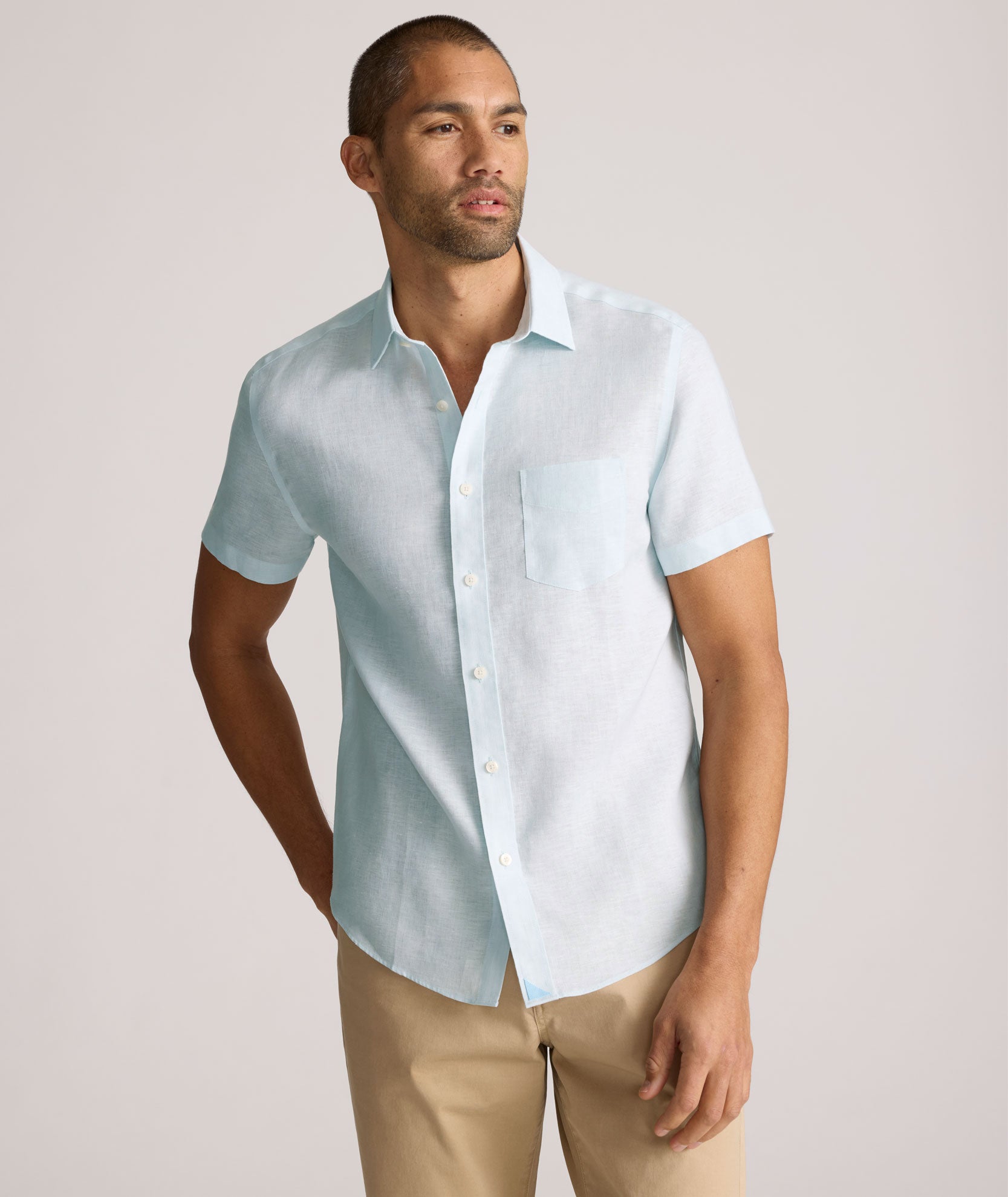 Wrinkle-Resistant Linen Short-Sleeve Shirt for Men