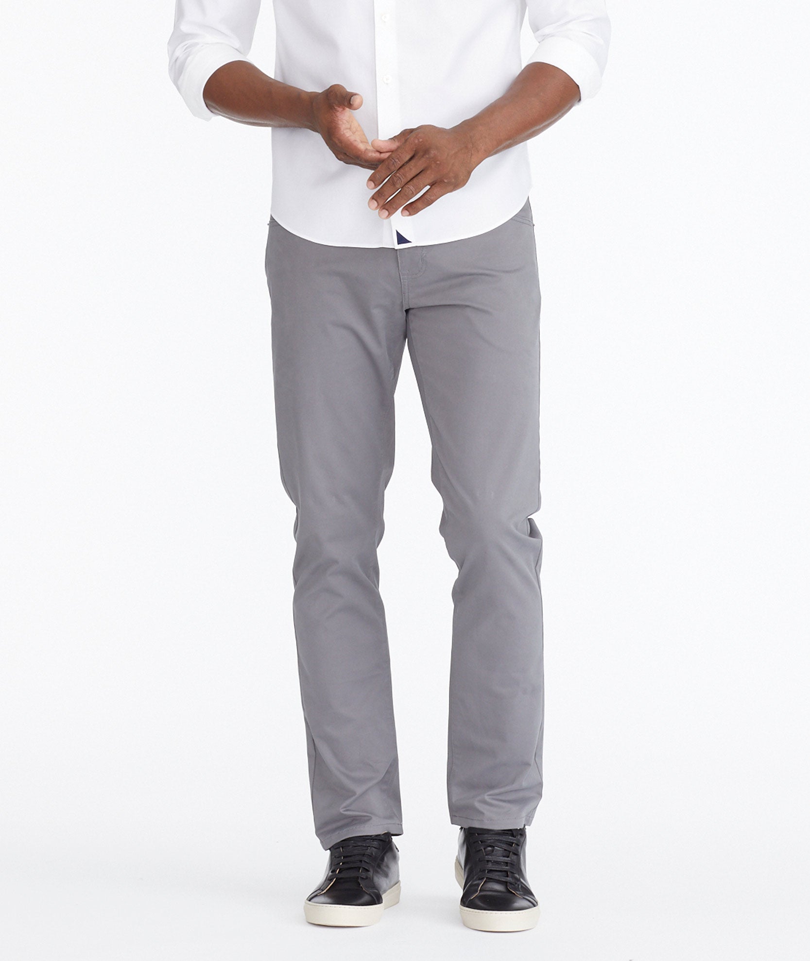 Men's Stone Color Stretch Chino Pants - 5 Pocket Comfort Fit