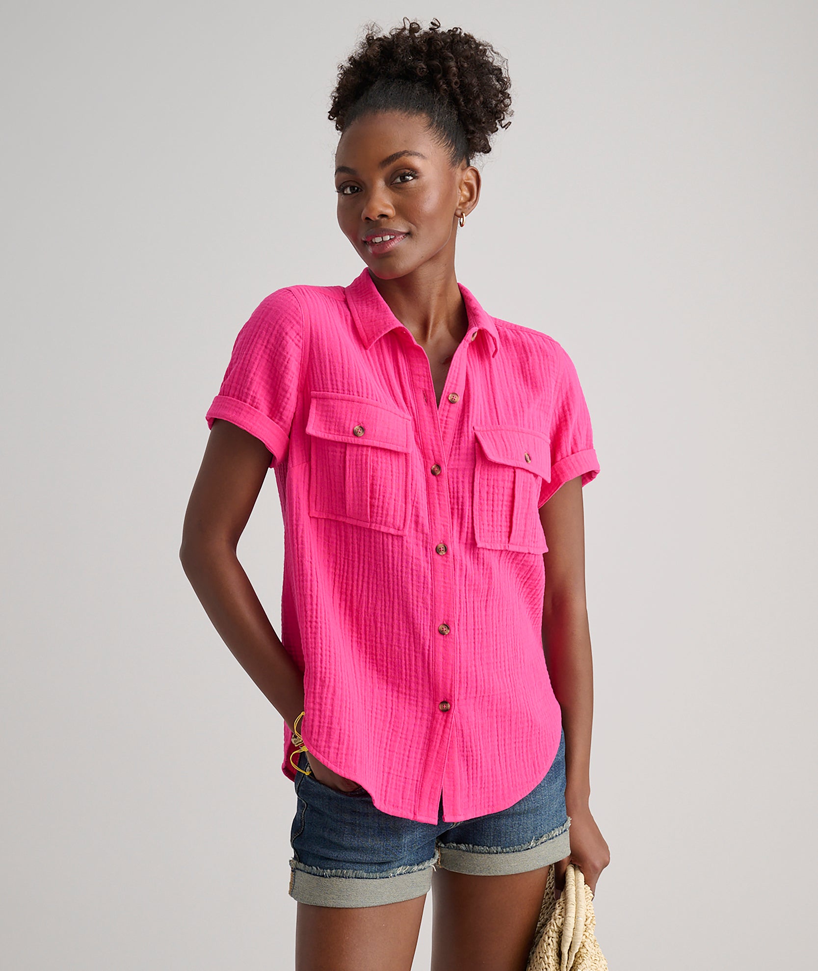 Breathable Cotton Gauze Jodi Shirt with Pockets