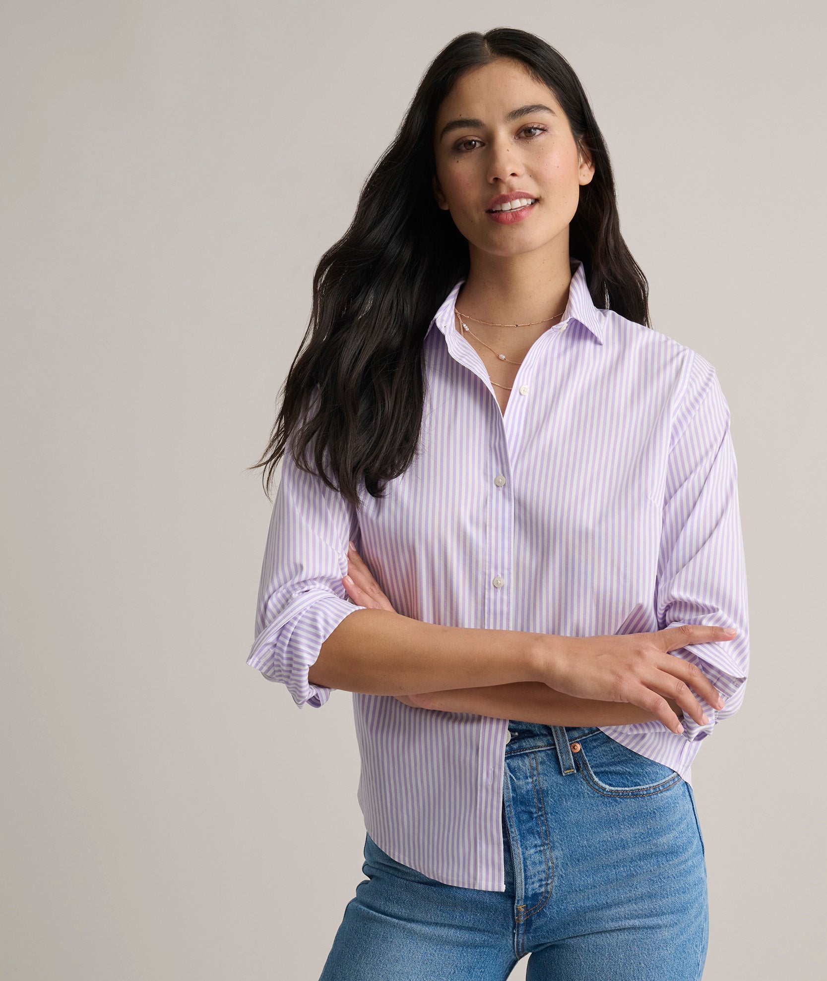 Wrinkle-Free Stretch Cotton Bella Shirt for Women