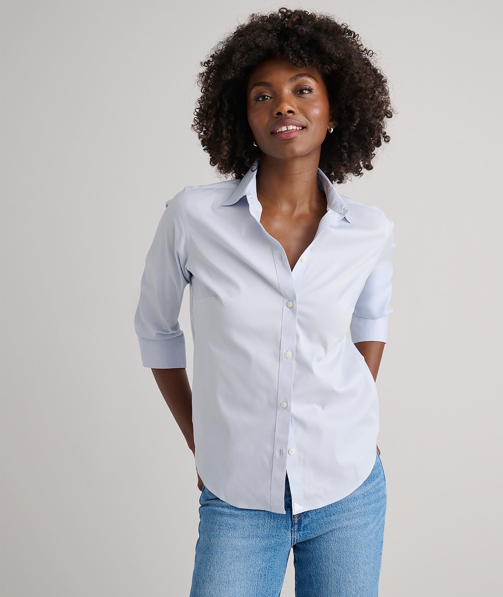 Wrinkle-Free Stretch Cotton Bella Shirt for Women
