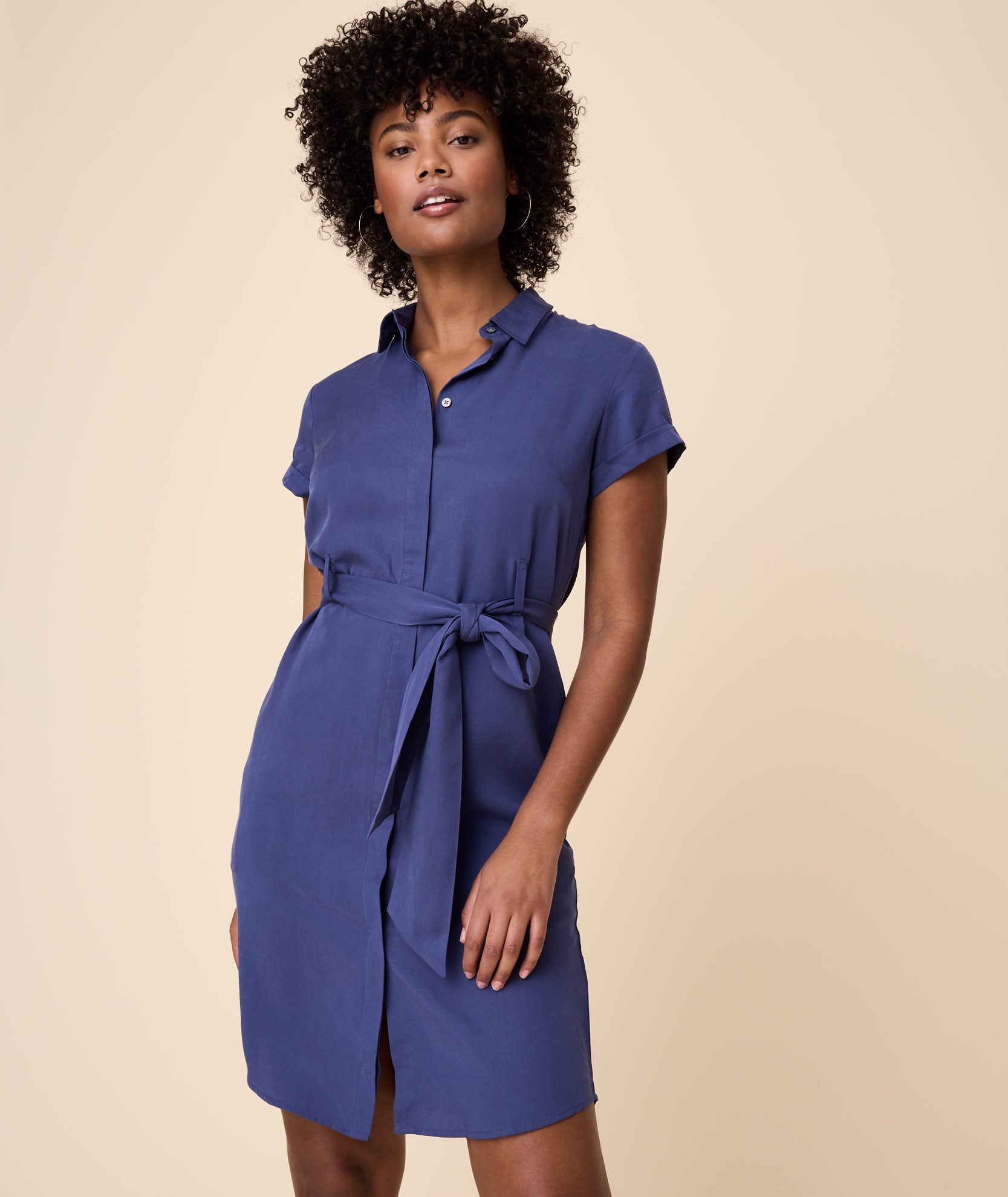 Tencel™ Twill Emma Shirt Dress with Removable Belt - Eco-Friendly