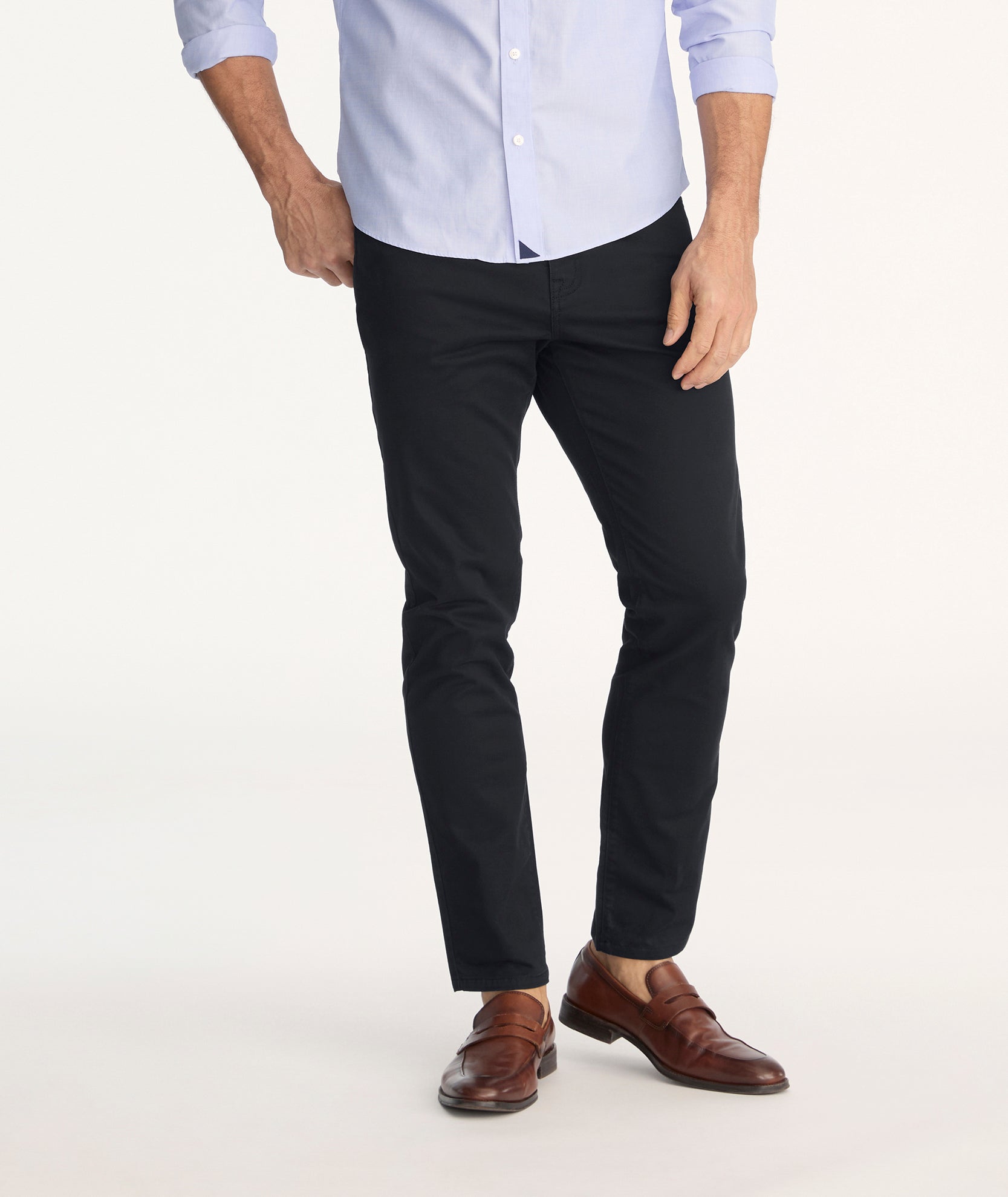 Men's Stretch Cotton 5-Pocket Chino Pants - Slim & Straight Fit