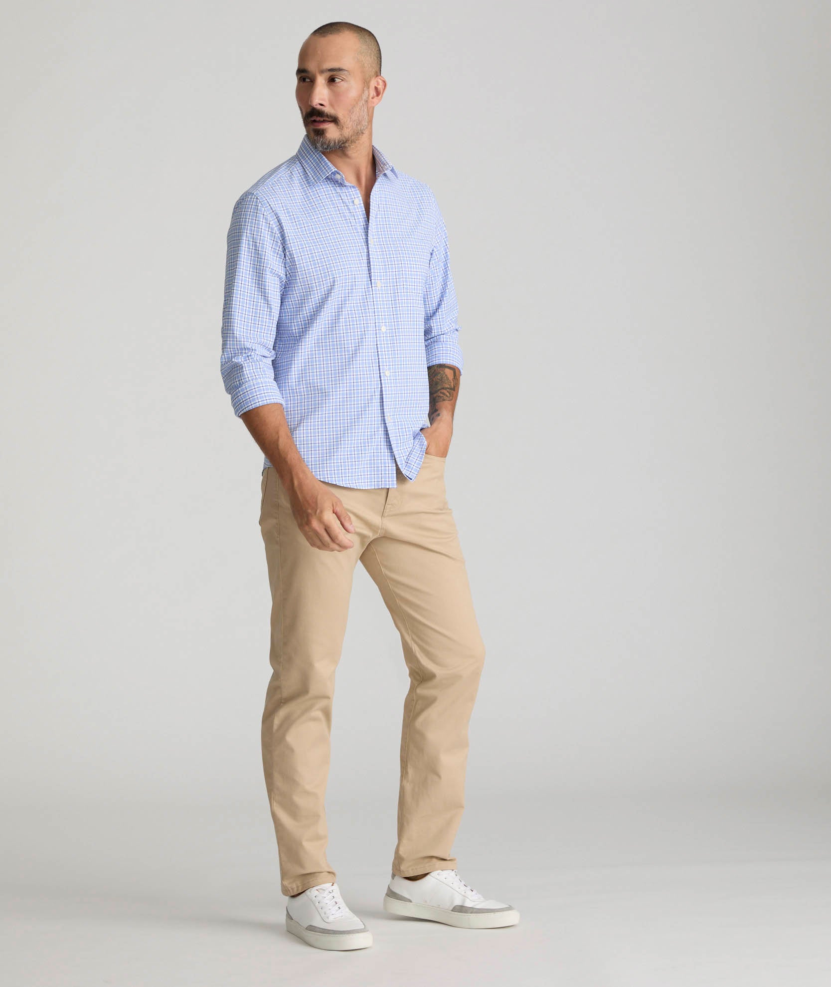 Men's Stretch Cotton 5-Pocket Chino Pants - Slim & Straight Fit
