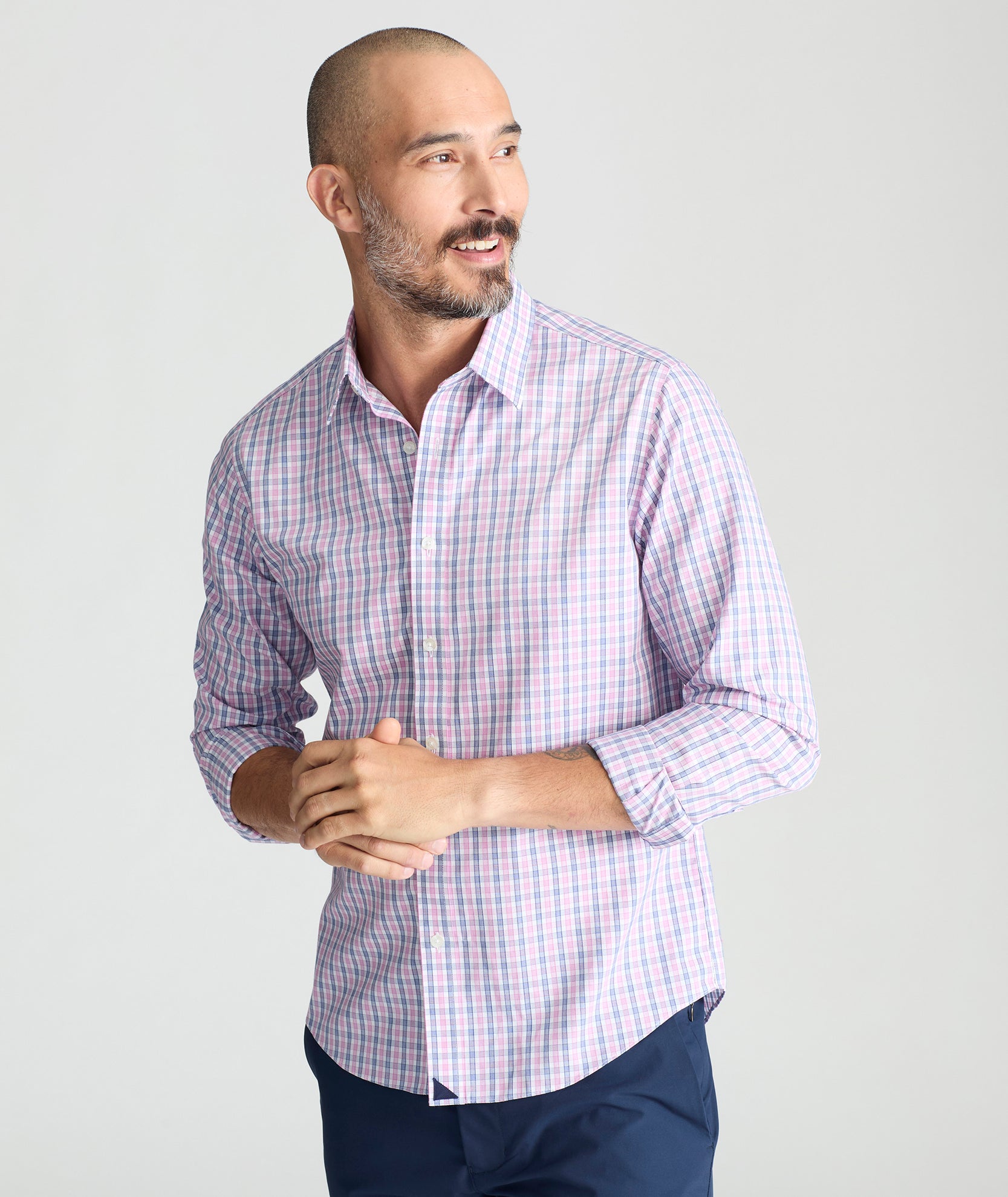 Wrinkle-Free Cotton Dolcetto Shirt with Stay-Put Collar