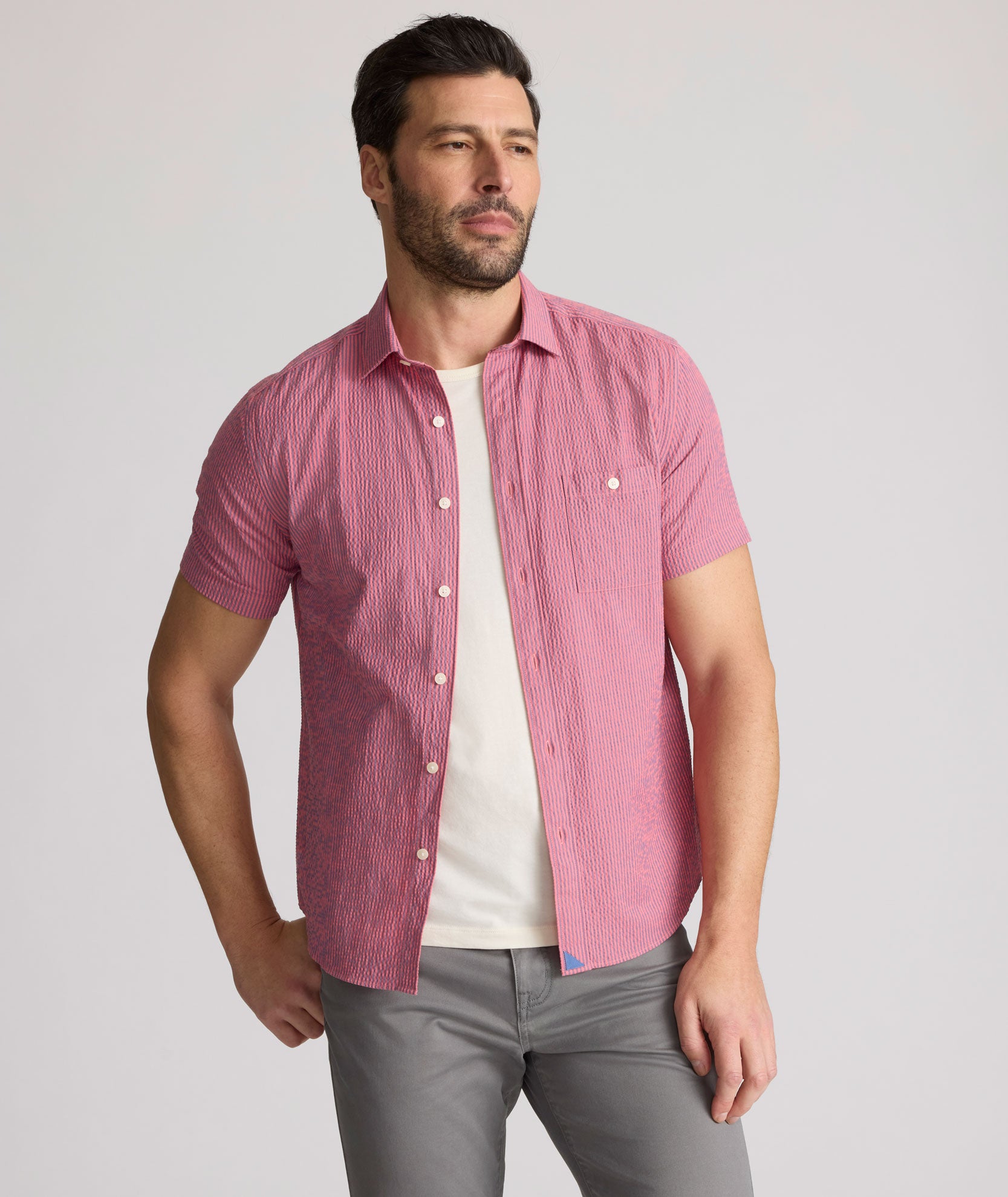 Performance Seersucker Shirt for Men – Moisture-Wicking & Stretch